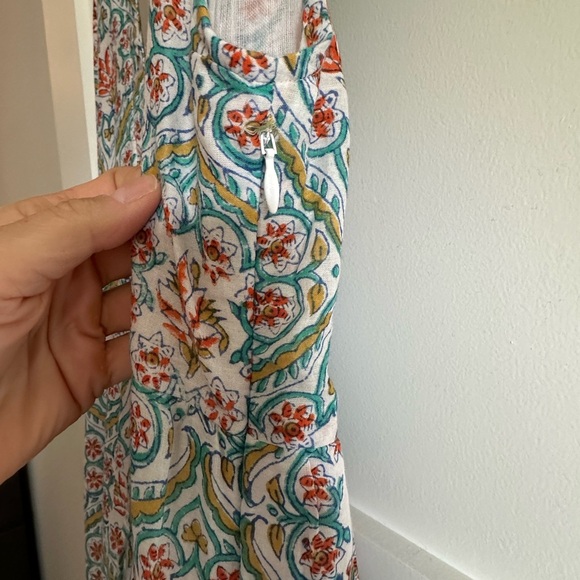 IBIZA SZ M FLORAL MOSAIC SLEEVELESS BOHO TIERED MAXI DRESS - Picture 2 of 5